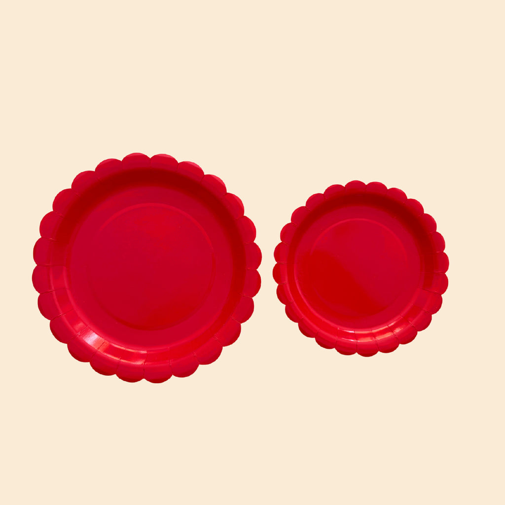 RED FLOWER DINNER/SNACK PLATE