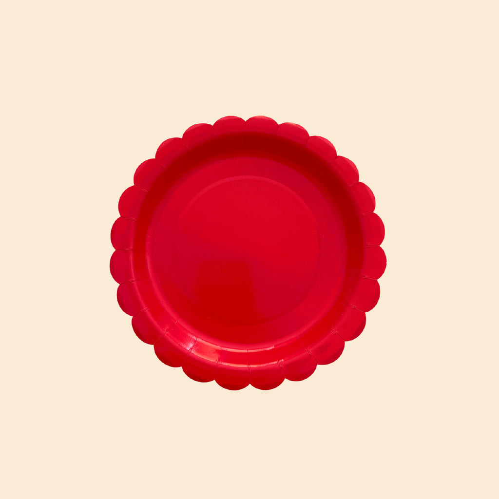 RED FLOWER DINNER/SNACK PLATE
